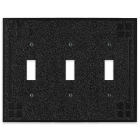 Wittick Black Iron Cast - 3 Toggle Wallplate - Wallplate Warehouse 81TTTBI 070686012406 3 Toggle