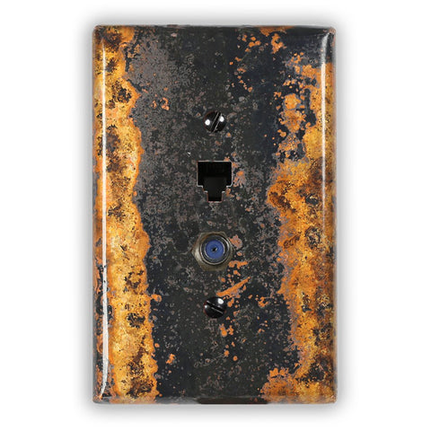Zebra Copper - 1 Phone Jack / 1 Cable Jack Wallplate - Wallplate Warehouse ZEBRCOP1PJ1CJ 819332027278
