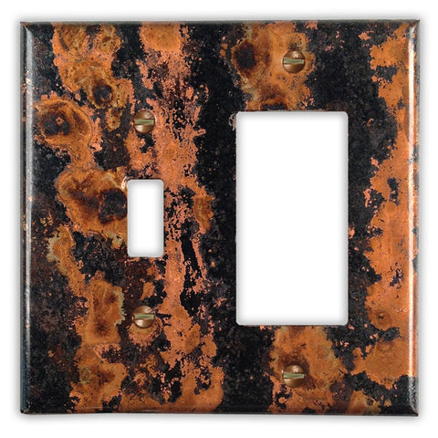 Zebra Copper - 1 Toggle / 1 Rocker Wallplate - Wallplate Warehouse ZEBRCOP1T1R 819332027155 1 Toggle / 1 Rocker