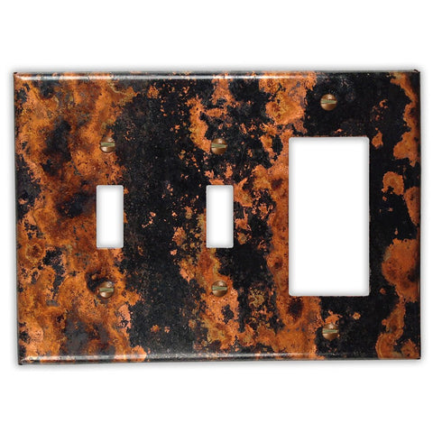 Zebra Copper - 2 Toggle / 1 Rocker Wallplate - Wallplate Warehouse ZEBRCOP2T1R 819332027186 2 Toggle / 1 Rocker