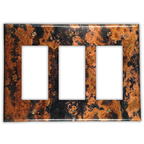 Zebra Copper - 3 Rocker Wallplate - Wallplate Warehouse ZEBRCOP3R 819332027124 3 Rocker