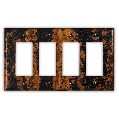 Zebra Copper - 4 Rocker Wallplate - Wallplate Warehouse ZEBRCOP4R 819332027131 4 Rocker