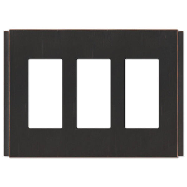 Zen Screwless Aged Bronze Cast - 3 Rocker Wallplate - Wallplate Warehouse 245RRRDB 070686570210 3 Rocker