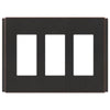 Zen Screwless Aged Bronze Cast - 3 Rocker Wallplate - Wallplate Warehouse 245RRRDB 070686570210 3 Rocker