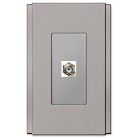 Zen Screwless Brushed Nickel Cast - 1 Cable Jack Wallplate - Wallplate Warehouse 245CXBN 070686580615 Cable Jacks