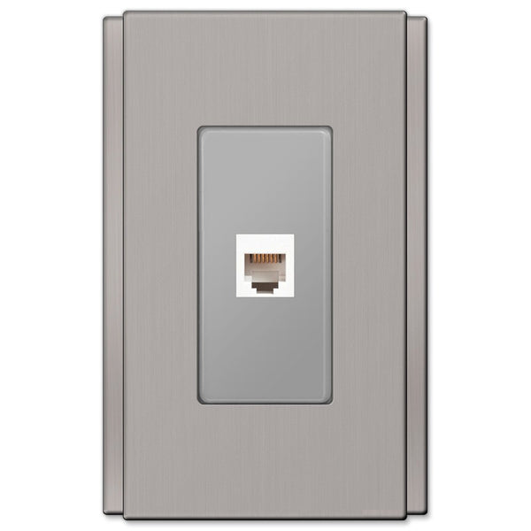 Zen Screwless Brushed Nickel Cast - 1 Phone Jack Wallplate - Wallplate Warehouse 245PHBN 070686580639 Phone Jacks