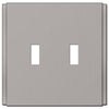 Zen Screwless Brushed Nickel Cast - 2 Toggle Wallplate - Wallplate Warehouse 245TTBN 070686570111 2 Toggle