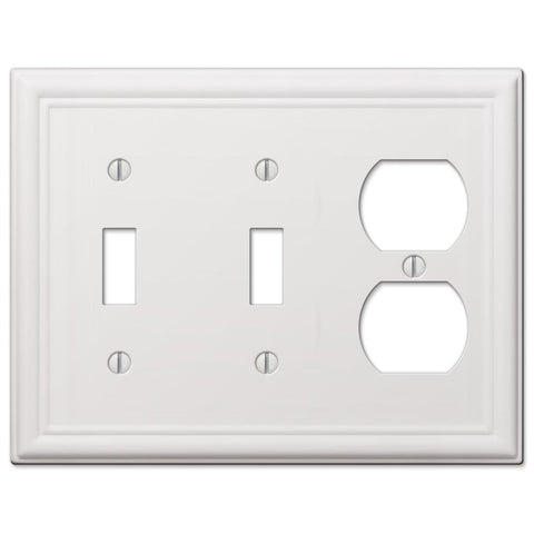 Chelsea White Steel - 2 Toggle/ 1 Duplex Outlet Wallplate