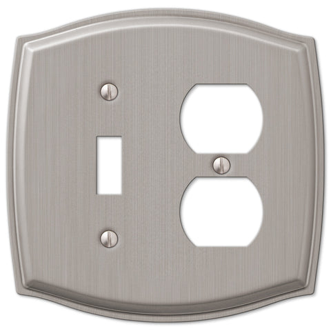 Sonoma Brushed Nickel Steel - 1 Toggle / 1 Duplex Outlet Wallplate - Wallplate Warehouse