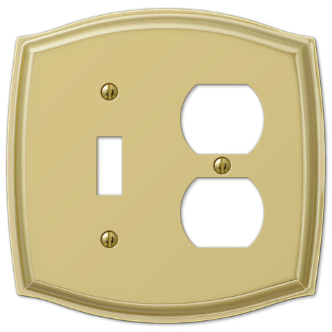 Sonoma Polished Brass Steel - 1 Toggle / 1 Duplex Outlet Wallplate - Wallplate Warehouse