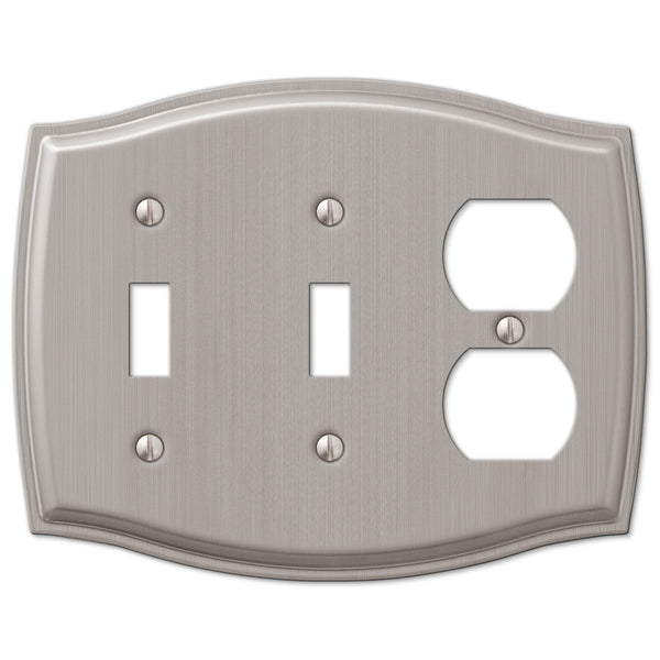 Sonoma Brushed Nickel Steel - 2 Toggle / 1 Duplex Outlet Wallplate - Wallplate Warehouse