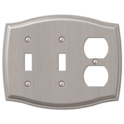 Sonoma Brushed Nickel Steel - 2 Toggle / 1 Duplex Outlet Wallplate - Wallplate Warehouse