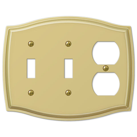 Sonoma Polished Brass Steel - 2 Toggle / 1 Duplex Outlet Wallplate - Wallplate Warehouse