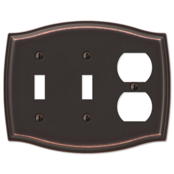 Sonoma Aged Bronze Steel - 2 Toggle / 1 Duplex Outlet Wallplate - Wallplate Warehouse
