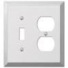 Century Polished Chrome Steel - 1 Toggle / 1 Duplex Outlet Wallplate - Wallplate Warehouse