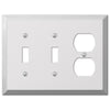 Century Polished Chrome Steel - 2 Toggle / 1 Duplex Outlet Wallplate - Wallplate Warehouse