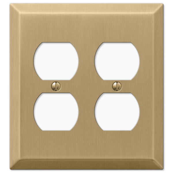 Century Brushed Bronze Steel - 2 Duplex Outlet Wallplate - Wallplate Warehouse