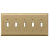 Century Brushed Bronze Steel - 5 Toggle Wallplate - Wallplate Warehouse