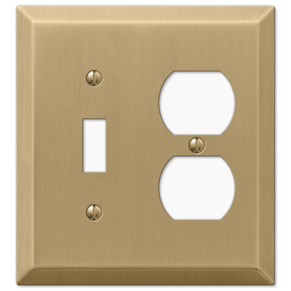Century Brushed Bronze Steel - 1 Toggle / 1 Duplex Outlet Wallplate - Wallplate Warehouse