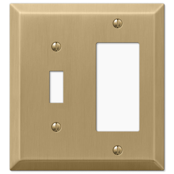 Century Brushed Bronze Steel - 1 Toggle / 1 Rocker Wallplate - Wallplate Warehouse