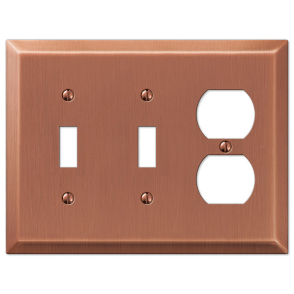 Century Antique Copper Steel - 2 Toggle / 1 Duplex Outlet Wallplate - Wallplate Warehouse