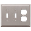 Century Brushed Nickel Steel - 2 Toggle / 1 Duplex Outlet Wallplate - Wallplate Warehouse