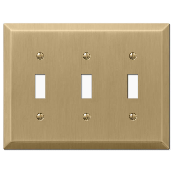 Century Brushed Bronze Steel - 3 Toggle Wallplate - Wallplate Warehouse