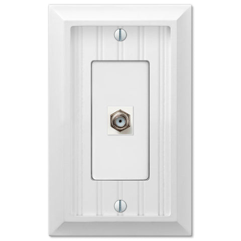 Cottage White Wood - 1 Cable Jack Wallplate - Wallplate Warehouse