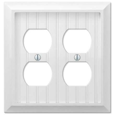 Cottage White Wood - 2 Duplex Outlet Wallplate - Wallplate Warehouse