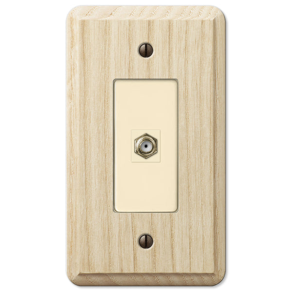 Contemporary Unfinished Ash Wood - 1 Cable Jack Wallplate - Wallplate Warehouse