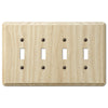 Contemporary Unfinished Ash Wood - 4 Toggle Wallplate - Wallplate Warehouse