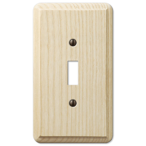 Contemporary Unfinished Ash Wood - 1 Toggle Wallplate - Wallplate Warehouse