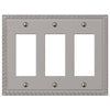 Greek Key Satin Nickel Cast - 3 Rocker Wallplate - Wallplate Warehouse