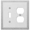 Greek Key Frosted Chrome Cast - 1 Toggle / 1 Duplex Outlet Wallplate - Wallplate Warehouse