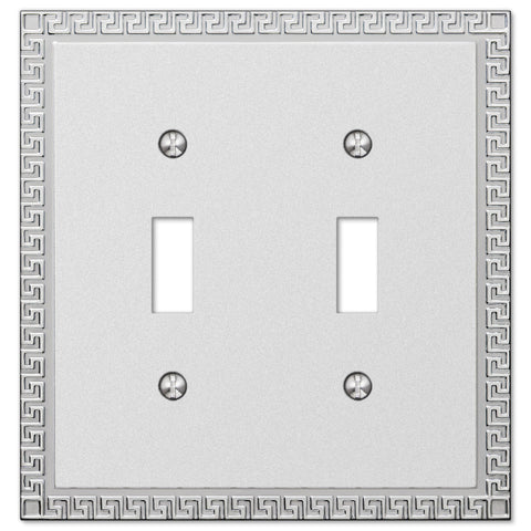 Greek Key Frosted Chrome Cast - 2 Toggle Wallplate - Wallplate Warehouse