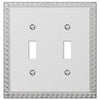 Greek Key Frosted Chrome Cast - 2 Toggle Wallplate - Wallplate Warehouse