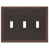 Greek Key Aged Bronze Cast - 3 Toggle Wallplate - Wallplate Warehouse