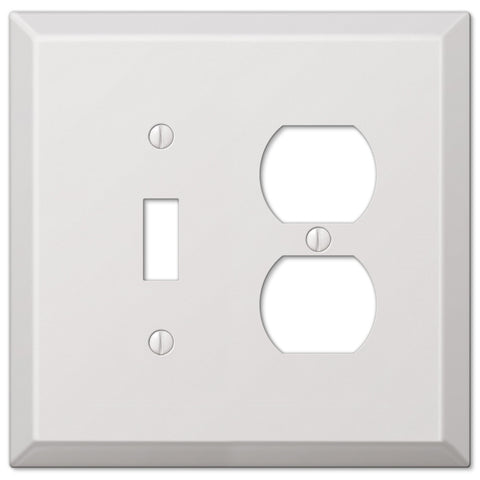 Oversized White Steel - 1 Toggle / 1 Duplex Outlet Wallplate - Wallplate Warehouse
