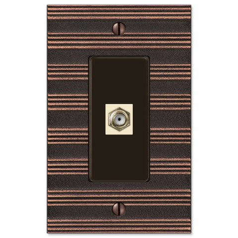 Chemal Aged Bronze Cast - 1 Cable Jack Wallplate - Wallplate Warehouse