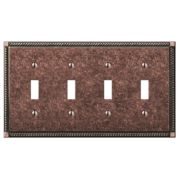 Georgian Tumbled Aged Bronze Cast - 4 Toggle Wallplate