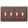 Georgian Tumbled Aged Bronze Cast - 4 Toggle Wallplate