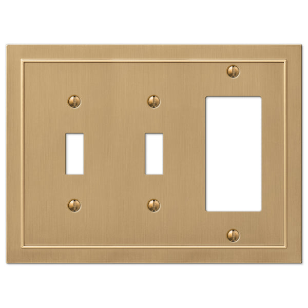 Bethany Brushed Bronze Cast - 2 Toggle / 1 Rocker Wallplate - Wallplate Warehouse