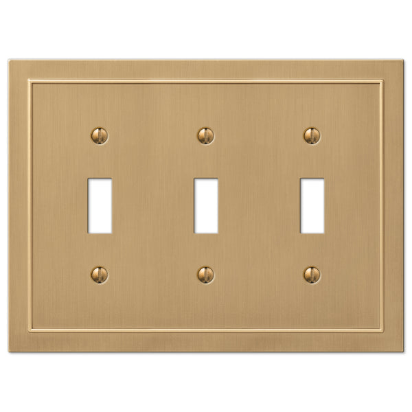 Bethany Brushed Bronze Cast - 3 Toggle Wallplate - Wallplate Warehouse