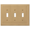 Bethany Brushed Bronze Cast - 3 Toggle Wallplate - Wallplate Warehouse