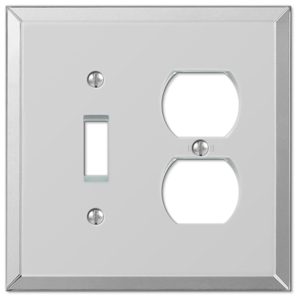 Mirror Clear Acrylic - 1 Toggle / 1 Duplex Outlet Wallplate - Wallplate Warehouse