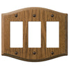 Country Medium Oak Wood - 3 Rocker Wallplate - Wallplate Warehouse