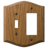 Country Medium Oak Wood - 1 Toggle / 1 Rocker Wallplate - Wallplate Warehouse
