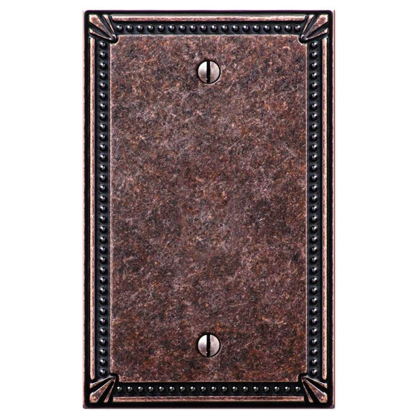 Imperial Bead Tumbled Aged Bronze Cast - 1 Blank Wallplate - Wallplate Warehouse
