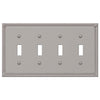 Imperial Bead Brushed Nickel Cast - 4 Toggle Wallplate - Wallplate Warehouse