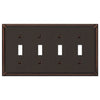 Imperial Bead Aged Bronze Cast - 4 Toggle Wallplate - Wallplate Warehouse